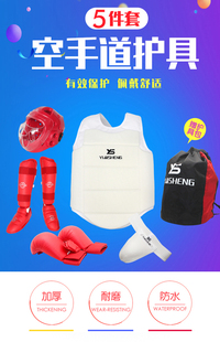 银盛空手道拳套护手 护腿护脚背 极真空手道护具面罩头盔头盔护甲