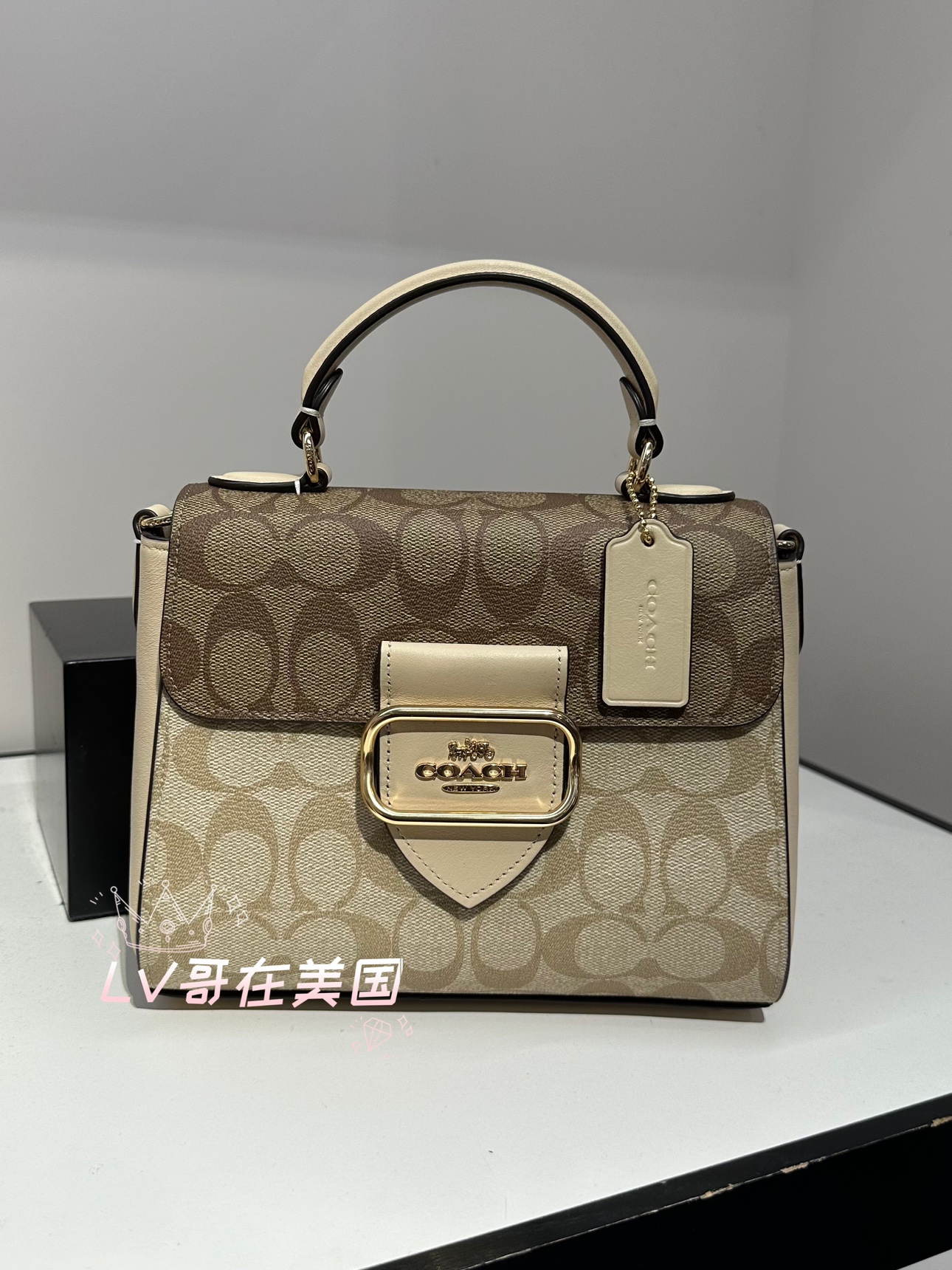 美国代购Coach蔻驰女包Morgan真皮PVC手提单肩斜挎剑桥包邮差包