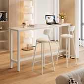 吧台桌阳台窄桌子家用高脚桌靠墙隔断奶茶店酒吧简约长条桌椅组合