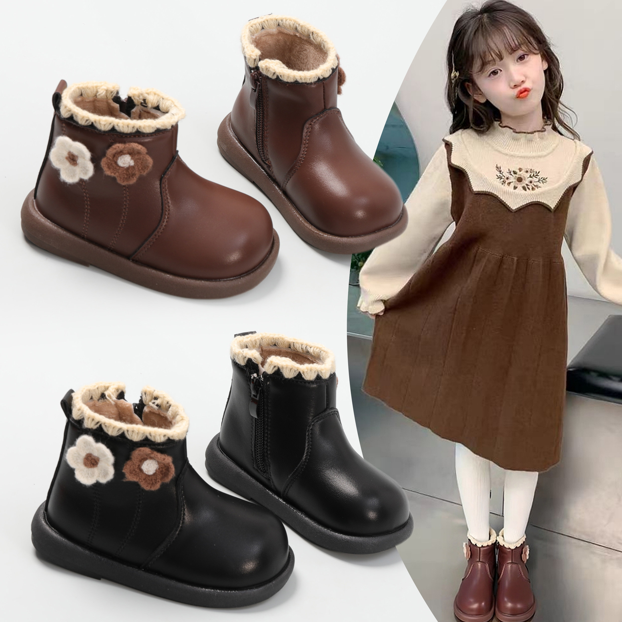 女童靴子2025新款秋冬儿童加绒保暖棉鞋宝宝公主短靴女孩冬季棉靴,童鞋/婴儿鞋/亲子鞋,棉靴,淘宝优惠券,粉丝福利购,淘宝优惠卷