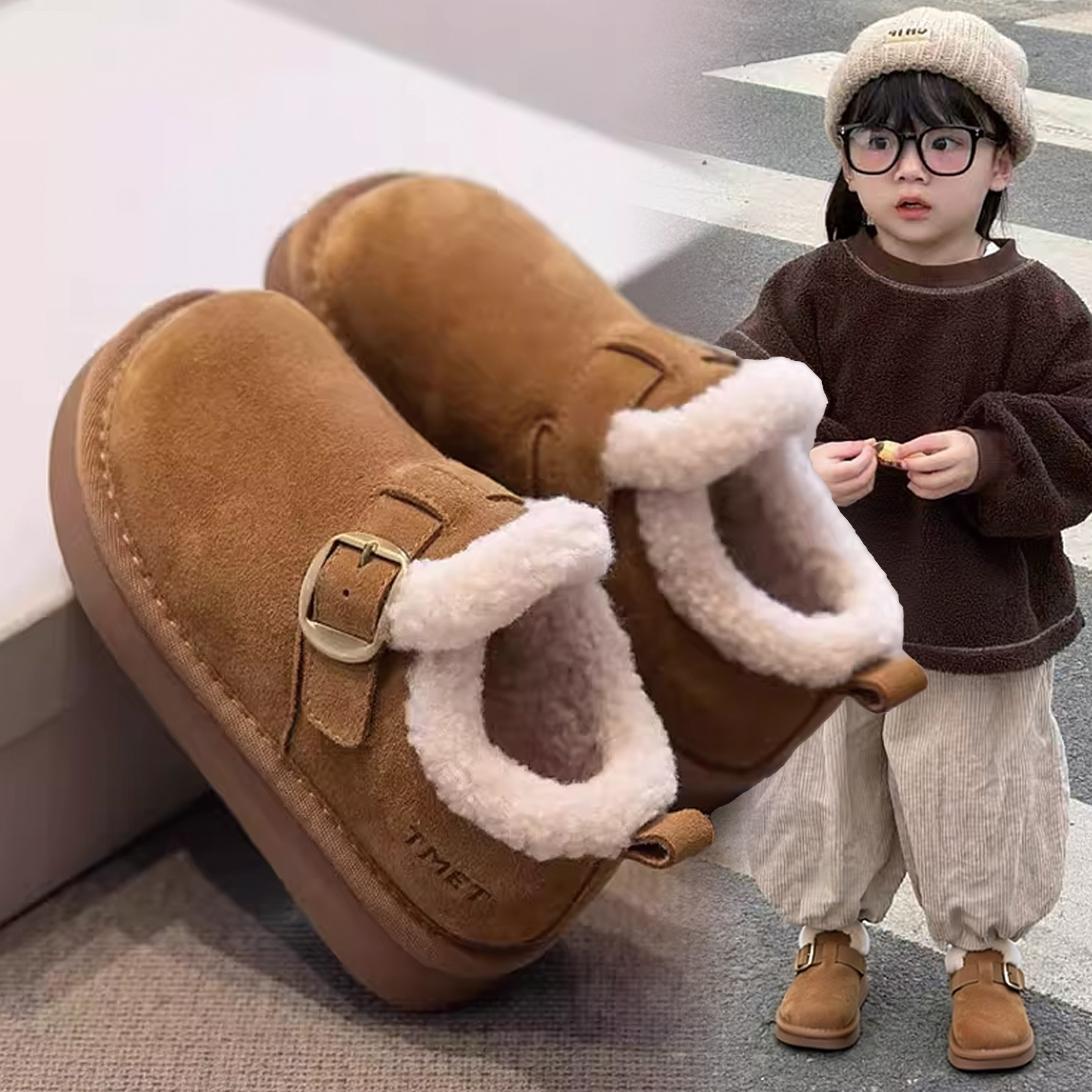 女童棉靴冬季毛毛鞋2025新款