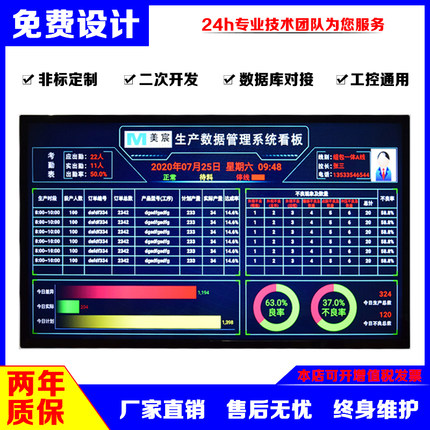 定制液晶生产管理系统电子看板PLC通讯显示屏读取SQL数据对接直销