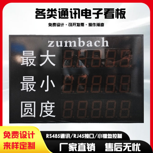 定制室内圆度LED显示屏温湿度压差电子看板声光报警modbus协议plc