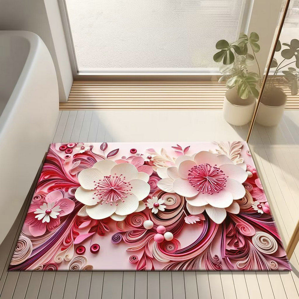 立体花软硅藻泥吸水地垫卫生间入户进门家用速干防滑门垫厕所脚垫,居家布艺,入户地垫,淘宝优惠券,粉丝福利购,淘宝优惠卷