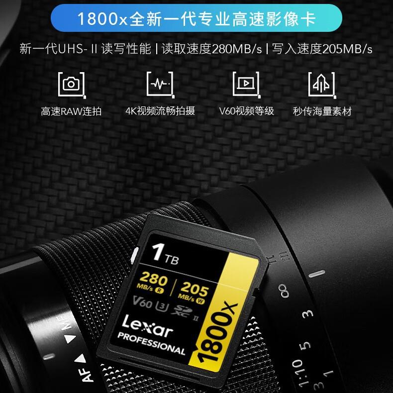 雷克沙1800X128GSD卡存储内存卡C10U3V60读280M写210M高清卡