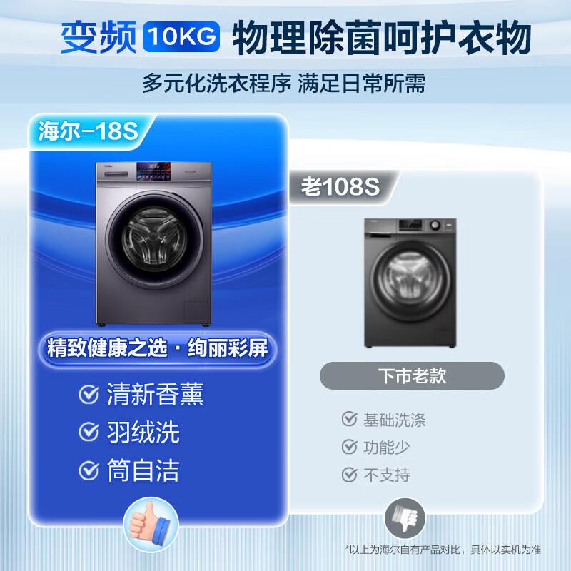 海.尔滚筒洗衣机全自动滚筒10公斤直驱变频家用EG10010HB18S