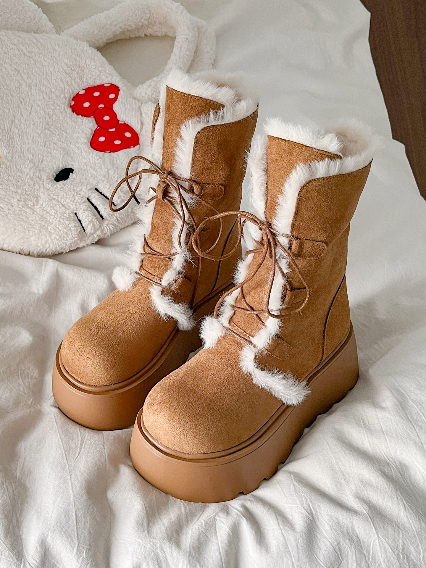 women's plush snow boots - Taobao product photo 5