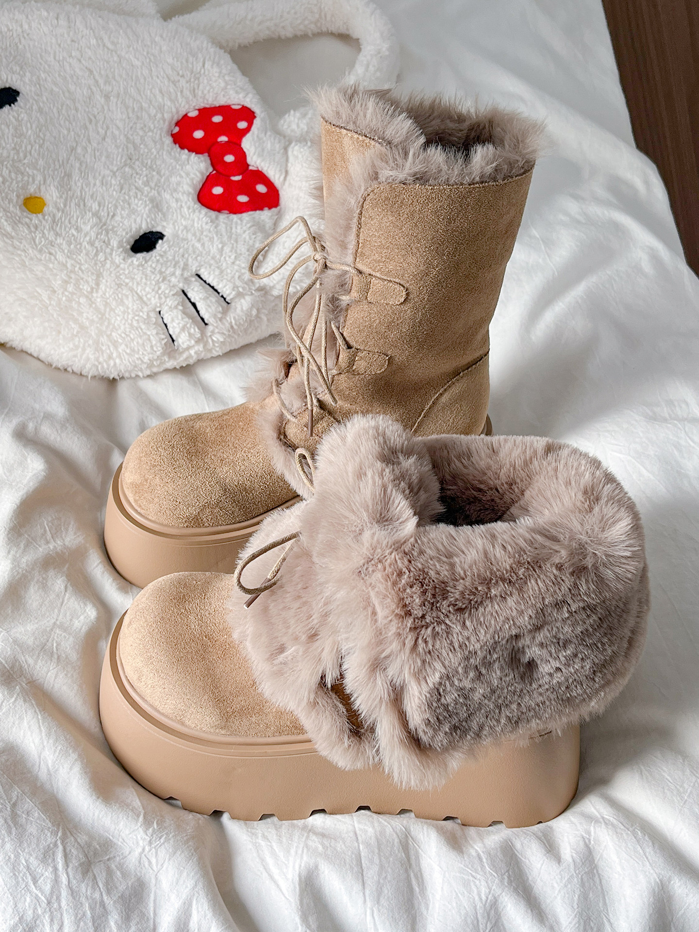 women's plush snow boots - Taobao product photo 3