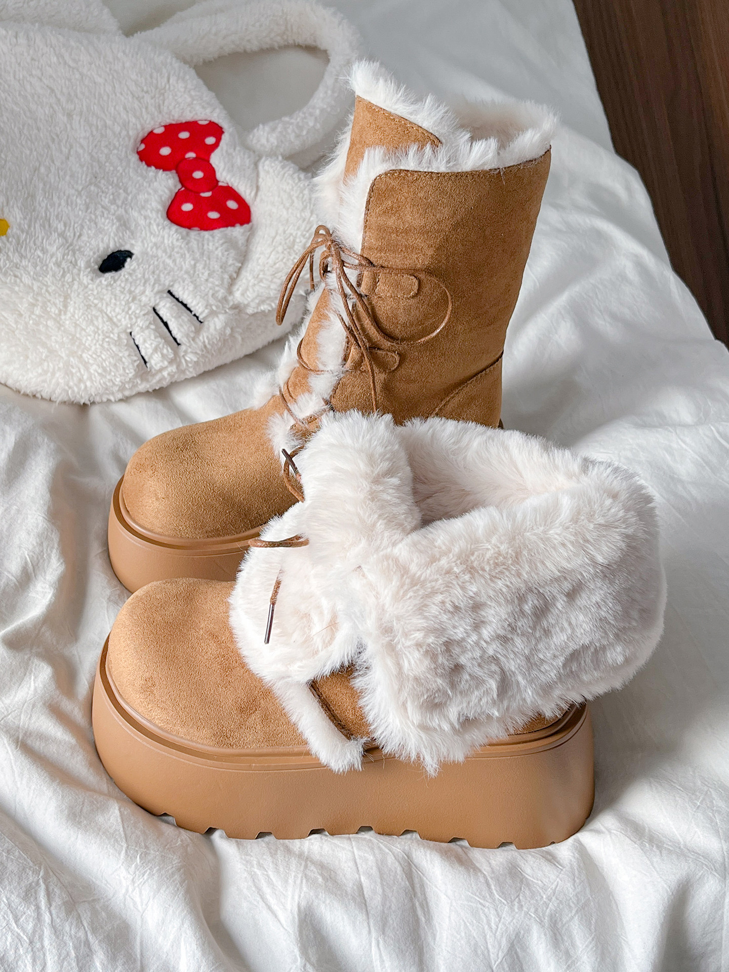 women's plush snow boots - Taobao product photo 2