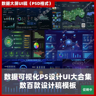 数据可视化模板psd数据大屏设计ui文件数字孪生大数据科技炫酷屏
