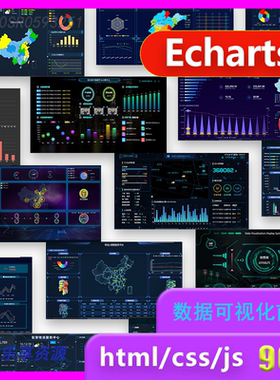 echarts数据可视化模板html前端源码大屏js动态图表领导驾驶舱 90