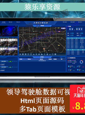 业务系统大数据可视化领导驾驶舱大屏静态模板源码Html报表echart
