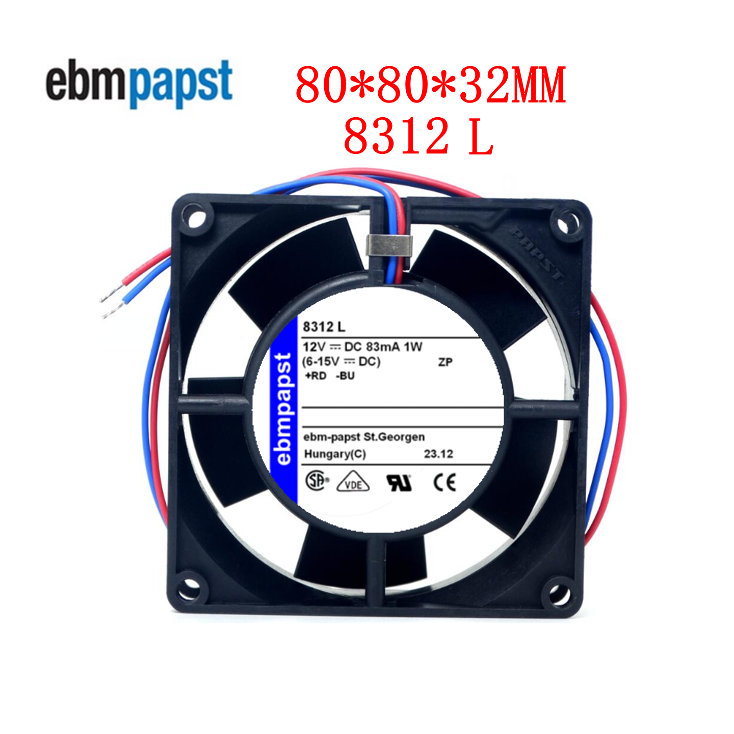 全新原装德国风扇TYP 8312风扇L 8032 12V 1W 静音散热机箱风扇