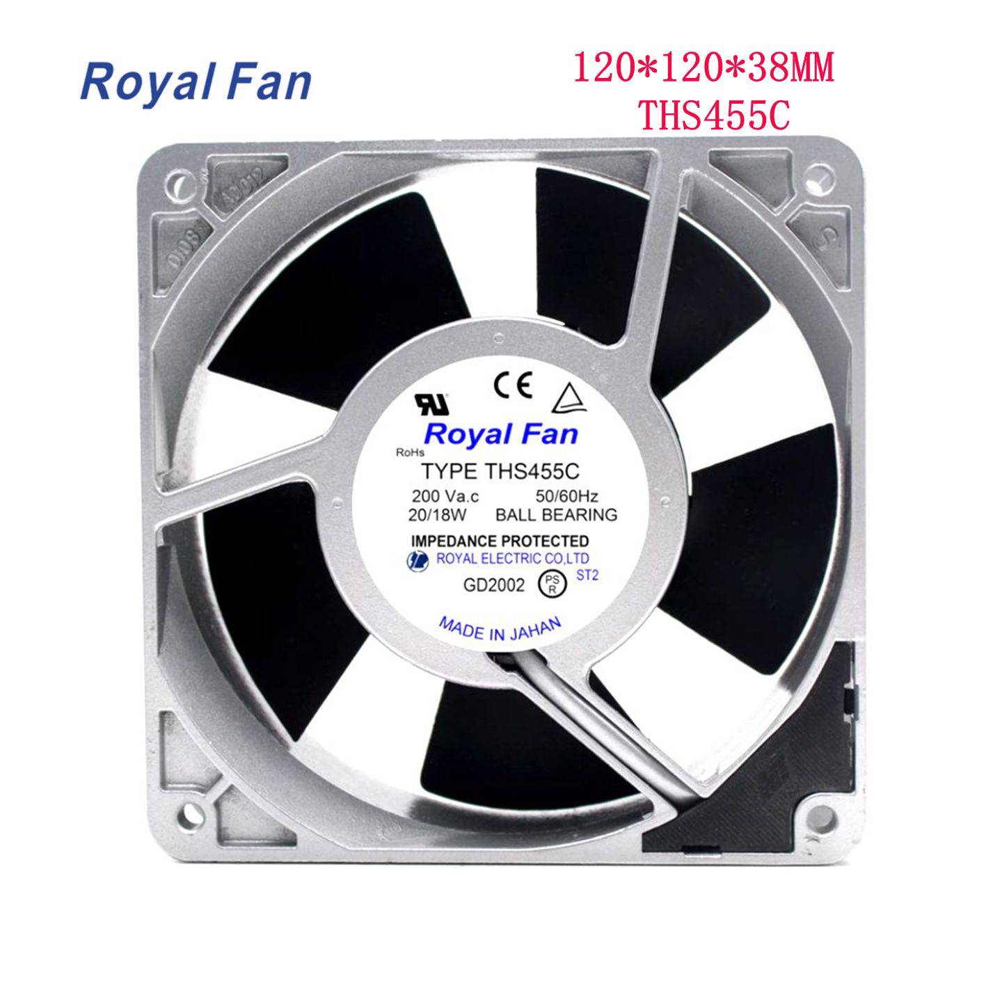 日本ROYAL FAN THS455C 12CM12038 200V20/18W全金属散热风扇