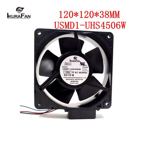 育良USMD1-UHS4506W 100V 12038 金属铁叶耐高温带传感器风机风扇