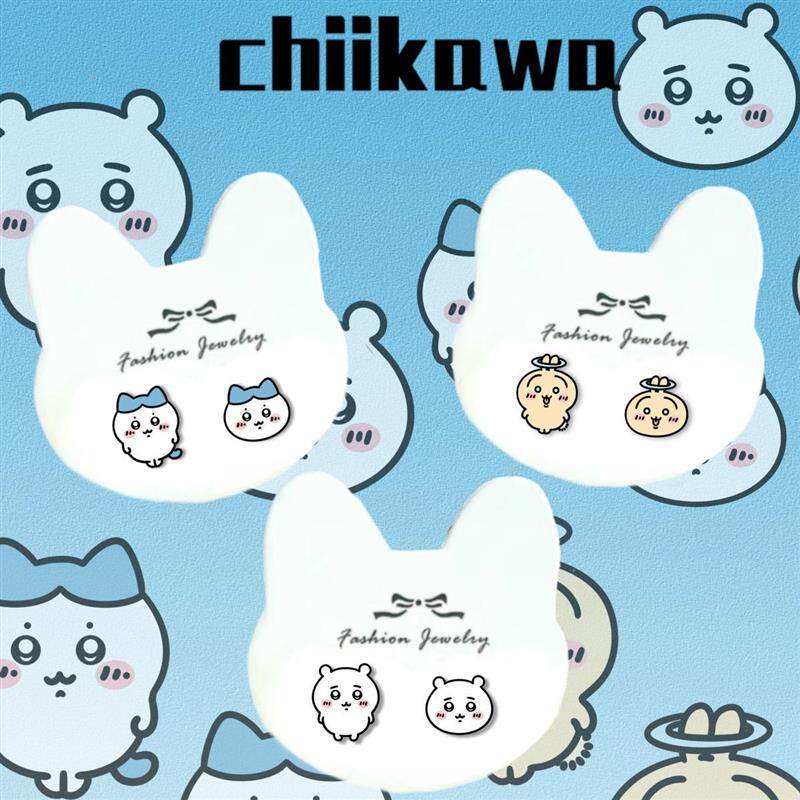 乌萨奇耳钉chiikawa周边925银针可爱Q版无需耳洞耳夹小八吉伊卡哇