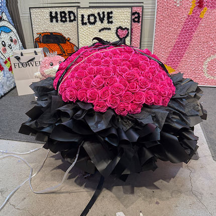 高级仿生花摆件轻奢高端客厅520朵玫瑰花永生花仿真花束超大拍照