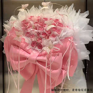 送女朋友 永生花高级感99朵玫瑰花束仿真花生日礼物香皂花网红爆款