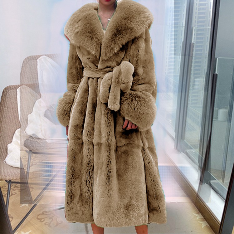 秋冬季大毛领时尚皮草外套女中长款加厚欧美气质宽松休闲大衣
