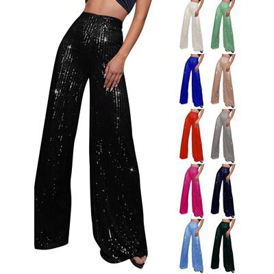 High waisted sequined wide leg pants高腰亮片垂感宽松阔腿裤女