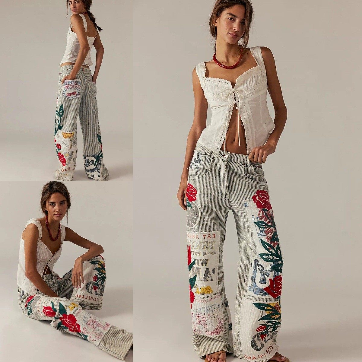 亚马逊秋冬新款跨境欧美女装条纹印花女士牛仔裤休闲裤长裤子女,模玩/动漫/周边/娃圈三坑/桌游,lolita洛丽塔连衣裙,淘宝优惠券,粉丝福利购,淘宝优惠卷