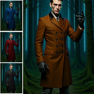 欧美大码秋冬有里衬爆单毛呢大衣男亚马逊加厚呢子风衣双排扣