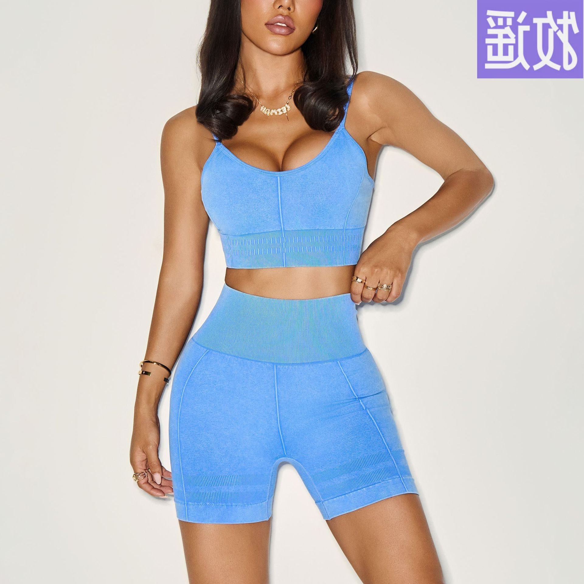 现货欧美夏季紧身运动套装文胸上衣无缝瑜伽裤健身短裤瑜伽服套装,个性定制/设计服务/DIY,连衣裙加工定制,淘宝优惠券,粉丝福利购,淘宝优惠卷