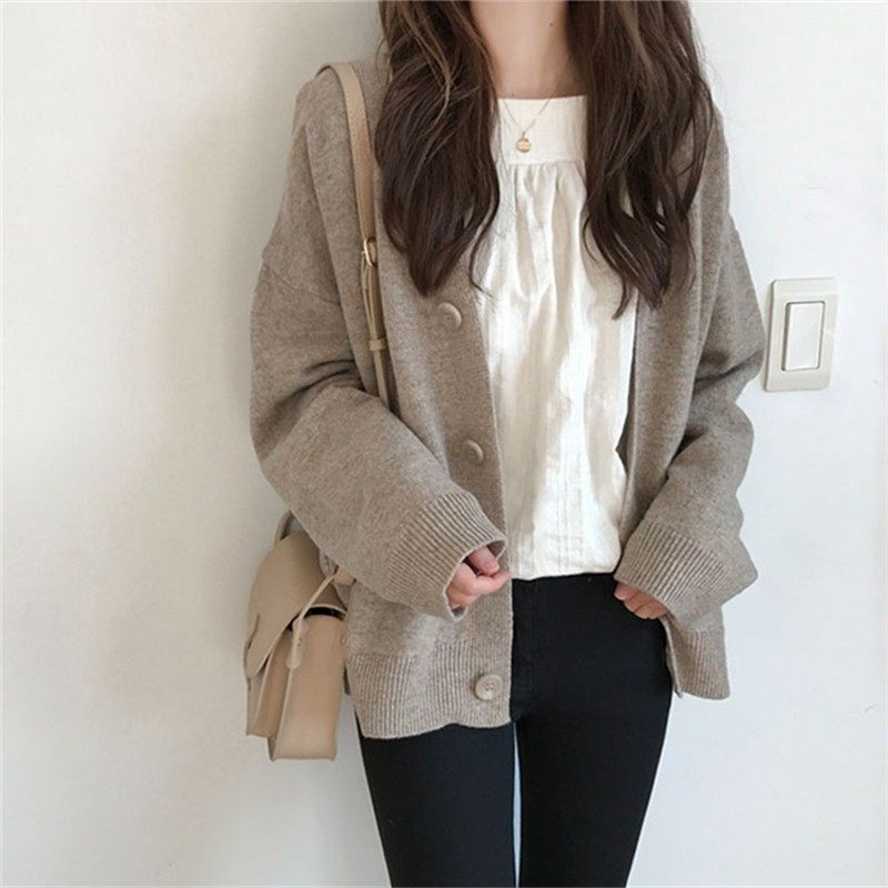 春秋新款韩版复古宽松慵懒风领气质灰色针织开衫毛衣外套女,个性定制/设计服务/DIY,连衣裙加工定制,淘宝优惠券,粉丝福利购,淘宝优惠卷