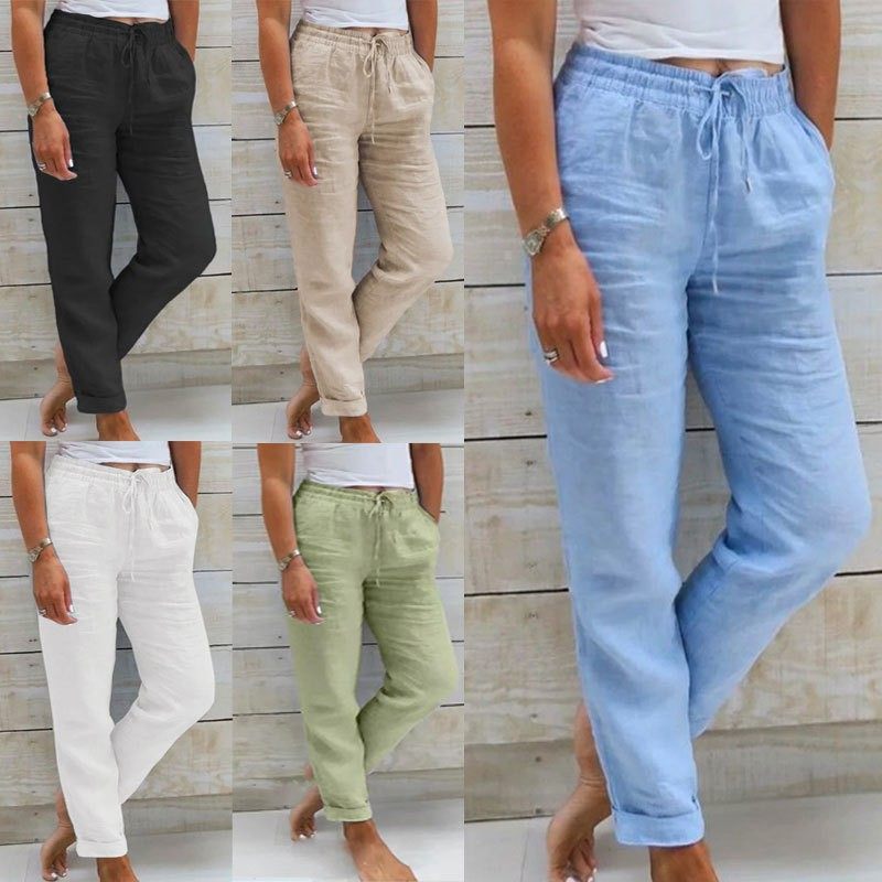 年欧美跨境新款外贸亚马逊女士高腰松紧腰纯色棉麻休闲裤,个性定制/设计服务/DIY,连衣裙加工定制,淘宝优惠券,粉丝福利购,淘宝优惠卷