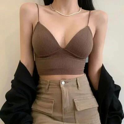 V-neck pullover sleeveless slim fitting strapV领无袖修身吊带