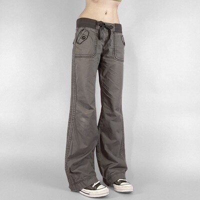 2024冬季新品原宿百搭拼色抽绳系带水洗修身显瘦插袋收腰牛仔裤