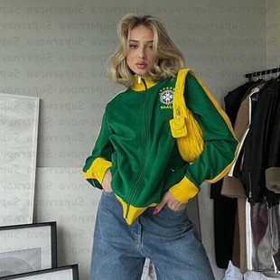 Aesthetic zipper long sleeved jacket with commuting letter p