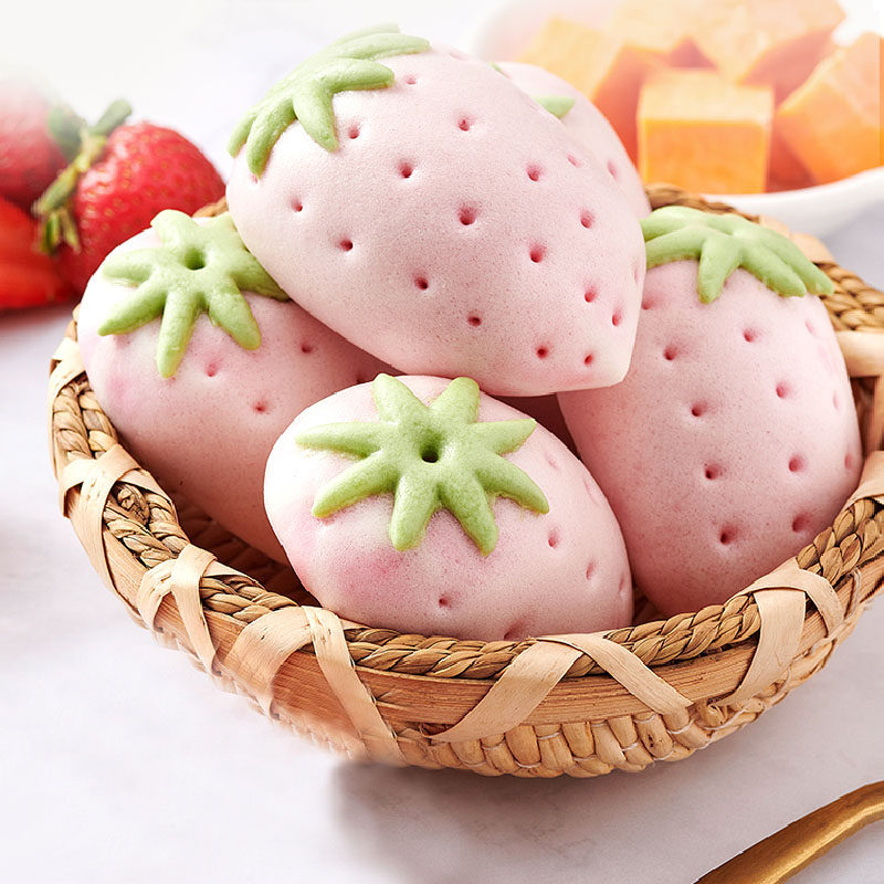 北记芝士草莓包芝士夹心馒头卡通包子点心儿童早餐半成品速冻面点