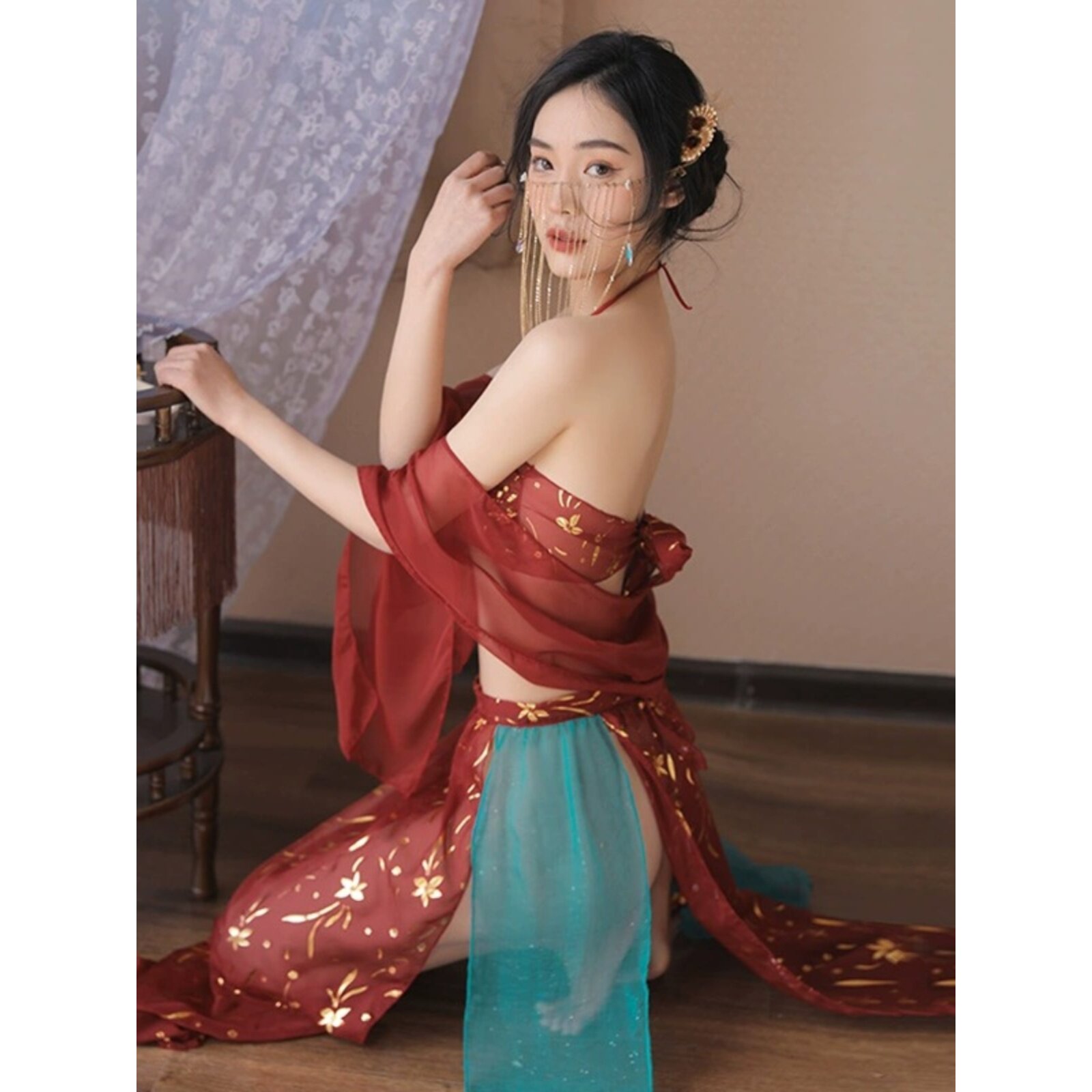 汉服睡衣宫廷款超仙公主古装贵妃性感情调古风内衣女睡裙古代寝服