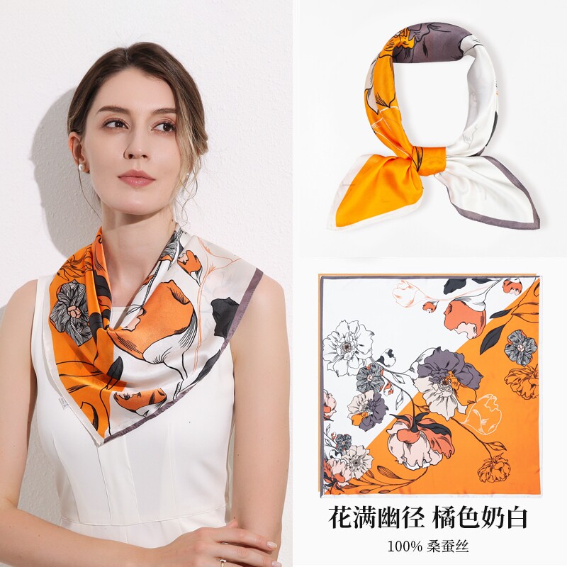 丝巾女2025新款冬披肩外搭系脖高级感真丝方巾头巾桑蚕丝