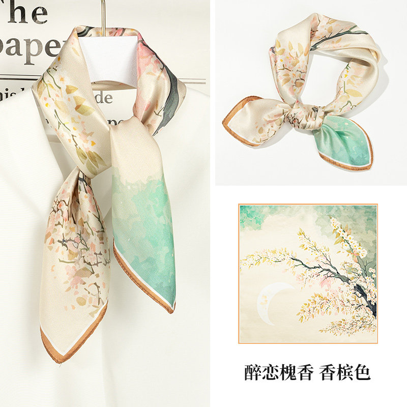 100%桑蚕丝真丝丝巾女2025新款冬时尚洋气高档系脖高级感方巾头巾