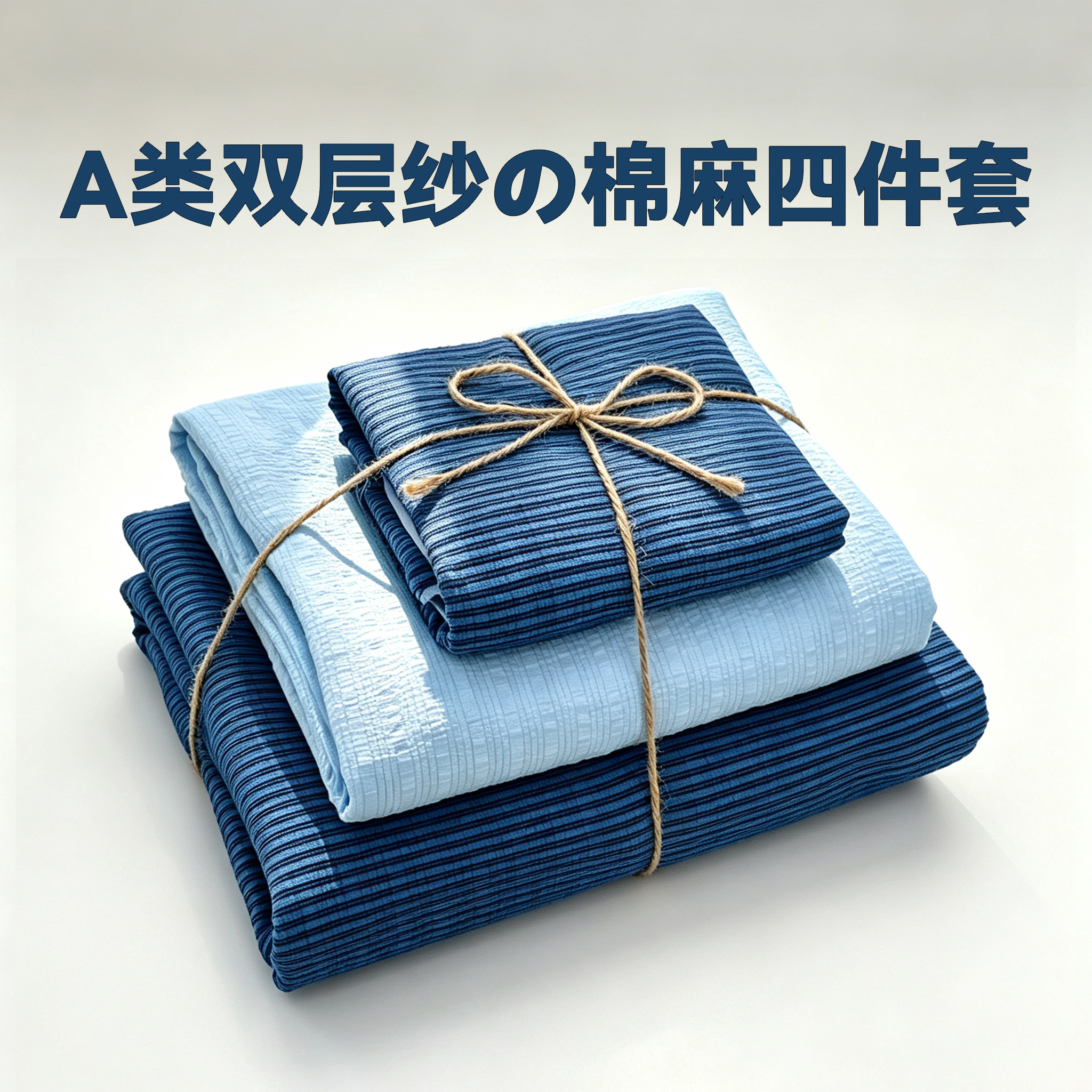 北欧ins风A类双层纱四件套水洗棉麻床单被套床笠款学生宿舍三件套
