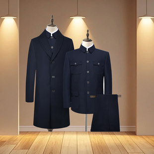 寿衣男中山装老人殡丧用品寿服现代大衣男士高档冲喜寿老衣男全套