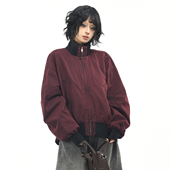 宽松休闲立领工装 OV原创美式 复古做旧水洗棒球服外套男女秋季 夹克