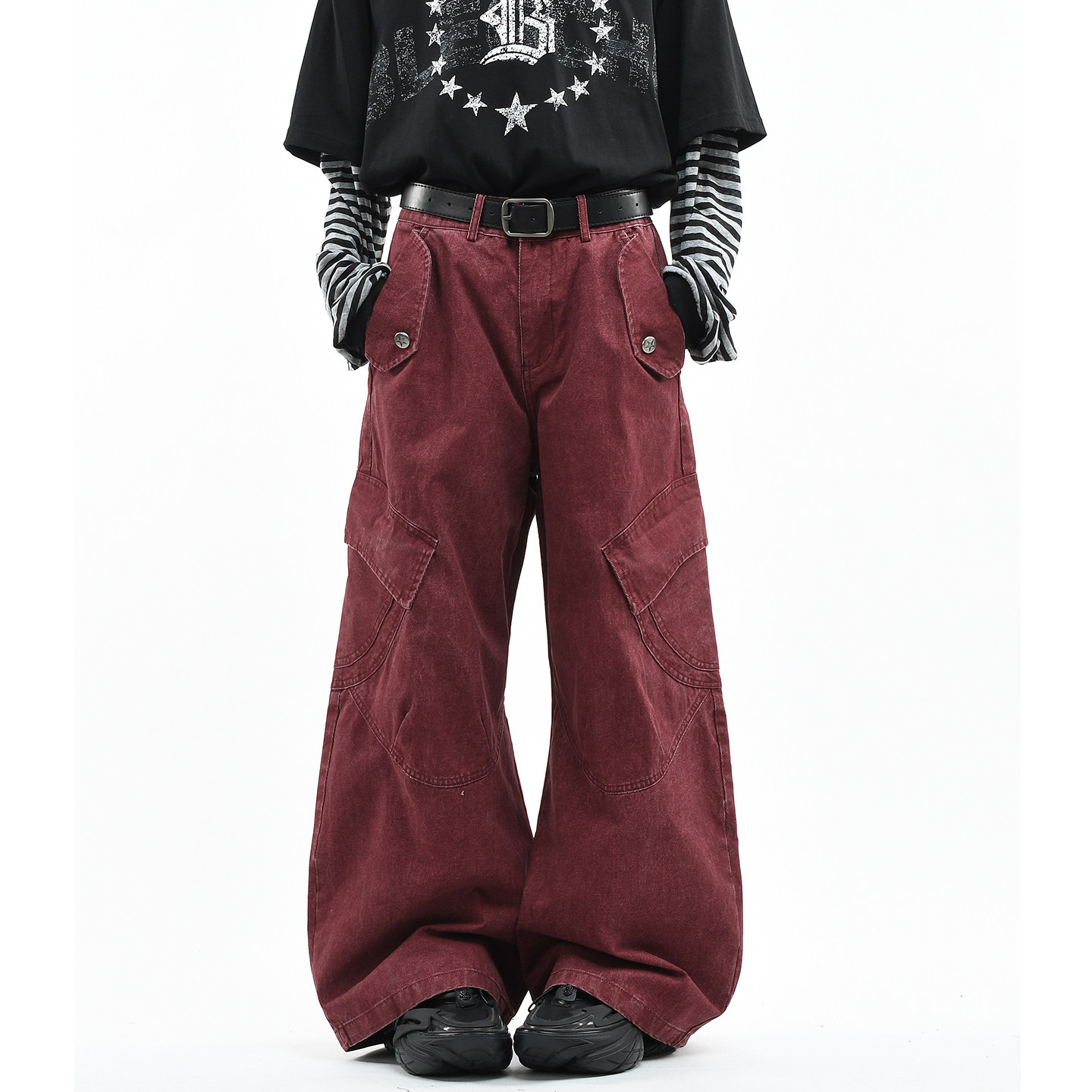 OV原创美式廓形解构做旧水洗弯刀休闲裤男女宽松多口袋阔腿工装裤,女装/女士精品,休闲裤,淘宝优惠券,粉丝福利购,淘宝优惠卷