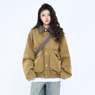 美式复古做旧水洗大口袋工装外套