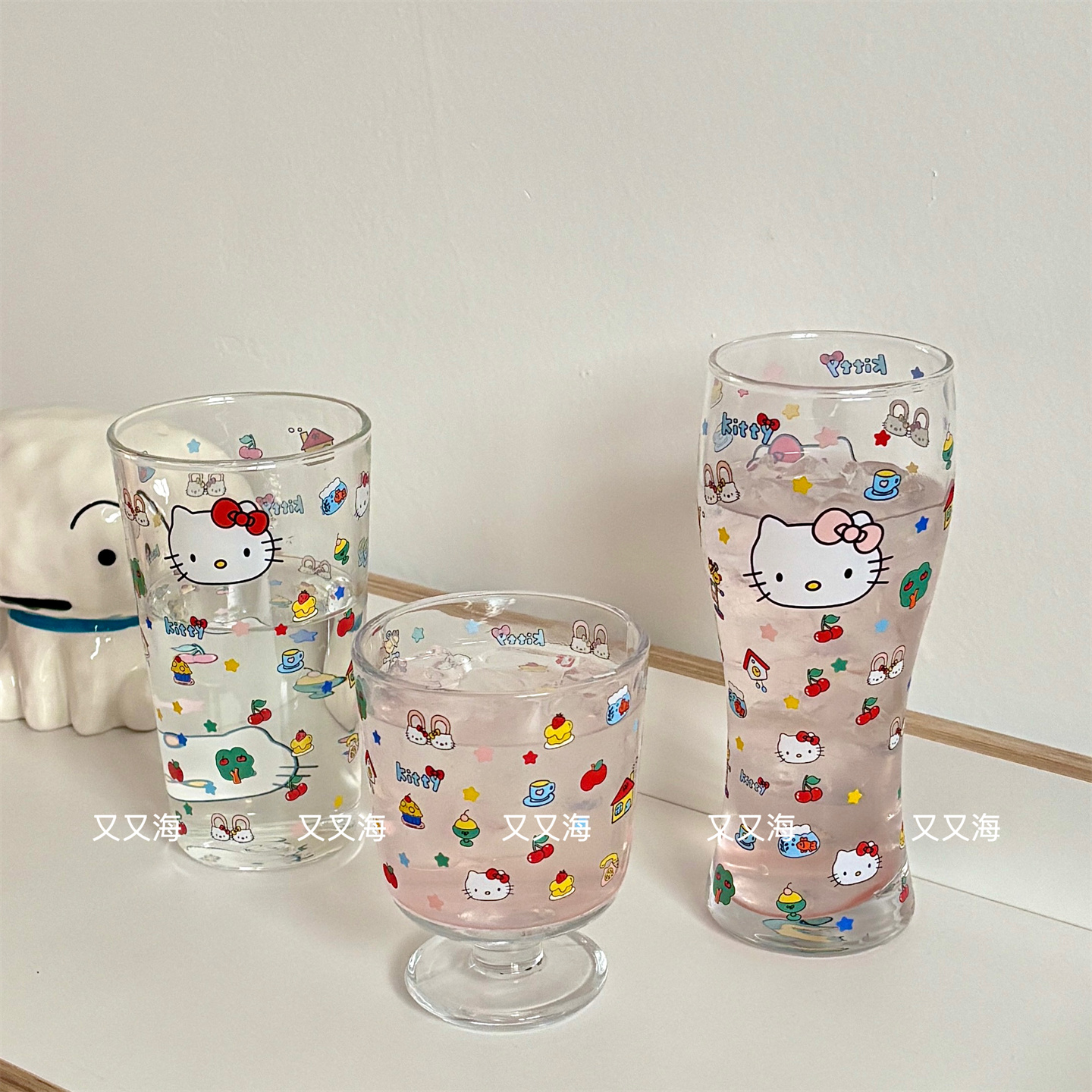 可爱卡通Kitty玻璃咖啡杯啤酒杯