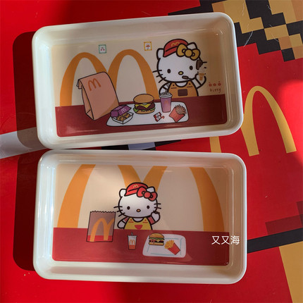 【又又海】可爱卡通麦当当hellokitty密胺托盘少女心早餐盘水果盘