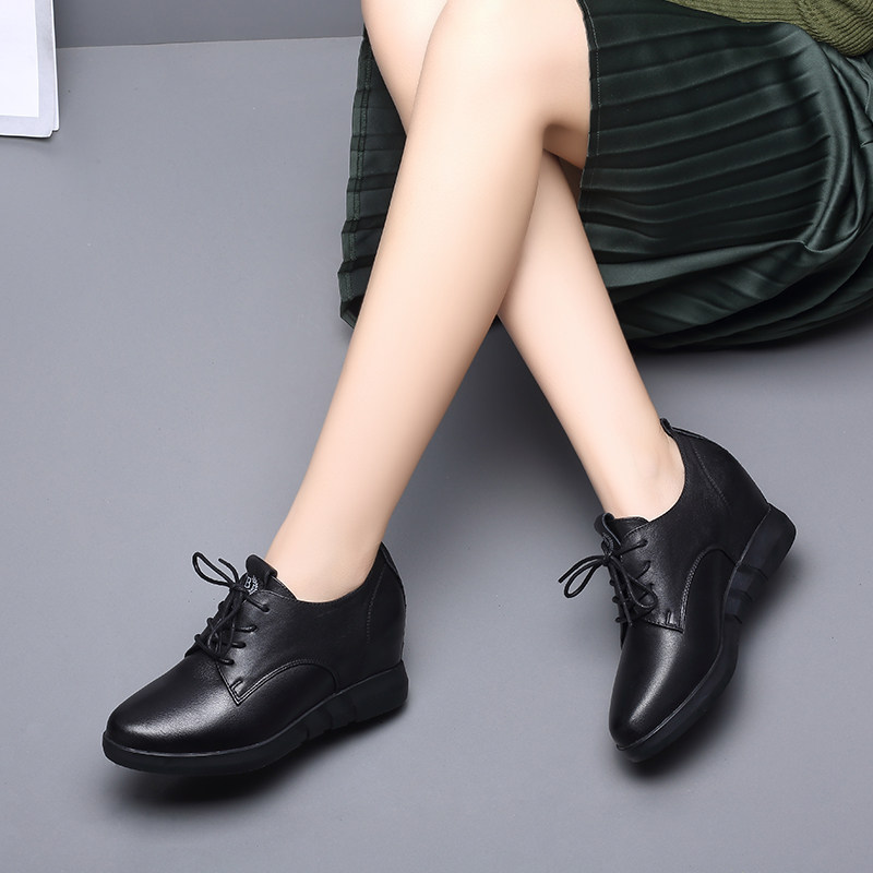 Ge Ge 2021 Autumn and winter Black Plush The increase in Women's Shoes motion Casual shoes Versatile genuine leather Frenum The thickness of the bottomin the Women's Shoes, Low shoes  category - from Buy2taobao.com to provide professional Taobao agent buy service
