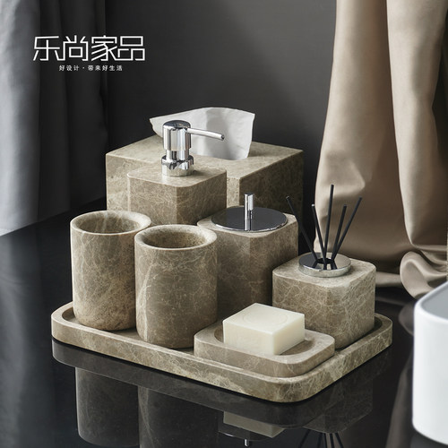中古风轻奢大理石卫浴洗漱套件