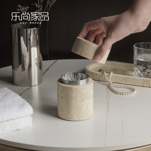 天然大理石轻奢高级牙签筒牙线盒