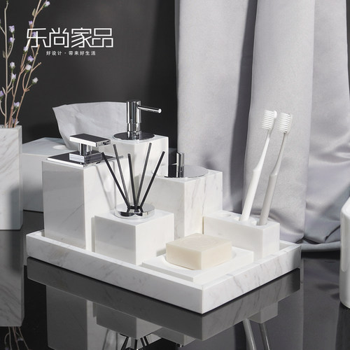爵士白大理石卫浴套装收纳托盘