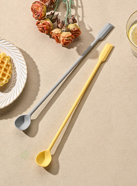 韩国PUKO硅胶搅拌勺婴儿食品级奶粉搅拌棒咖啡勺蜂蜜长柄刮刀勺