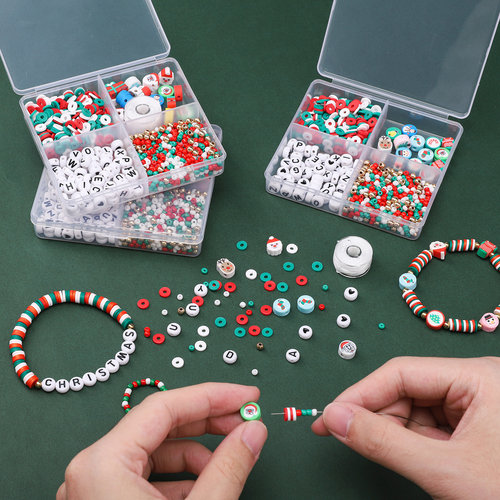 卡通可爱软陶字母珠圣诞套装