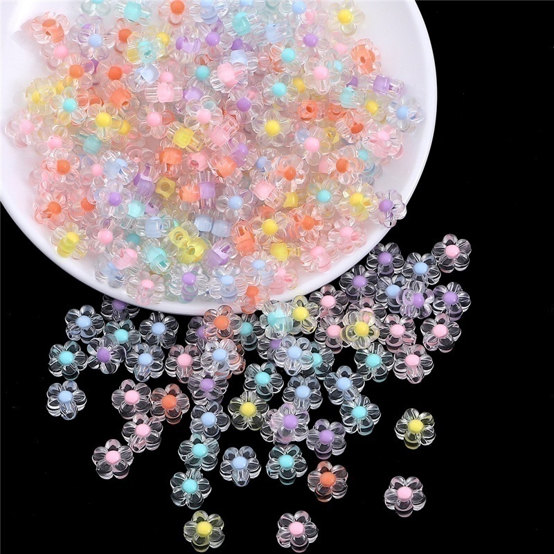 透明亚克力花朵编织串珠饰品配件